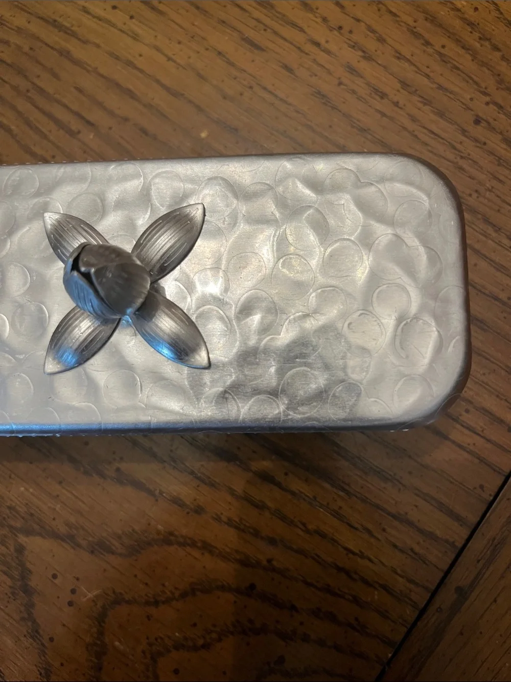Rodney‎ Kent hammered aluminum and glass butter dish